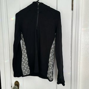 Icebreaker women’s large black 3/4 zip with hood